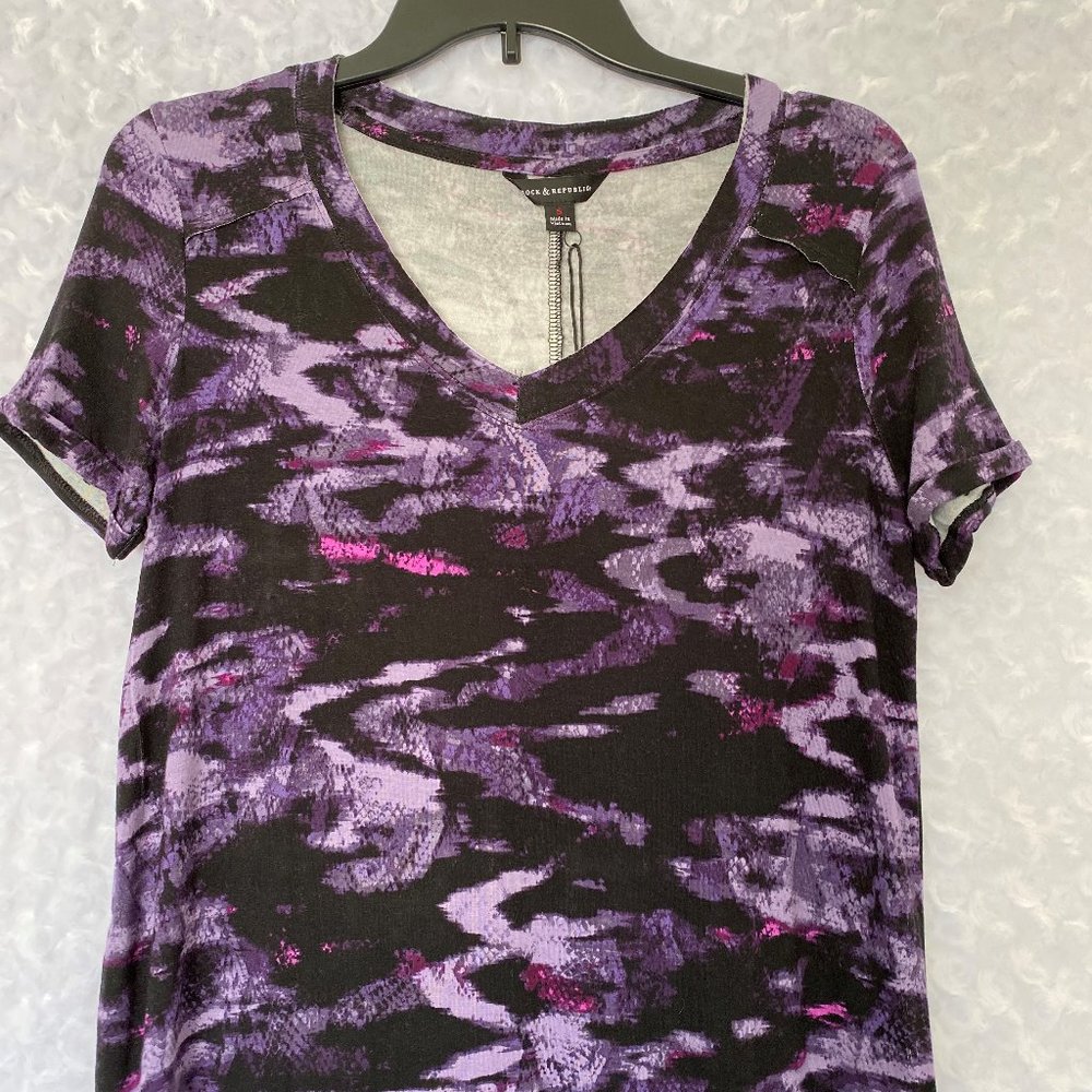 Rock & Republic Purple V Neck T-Shirt Dress-S